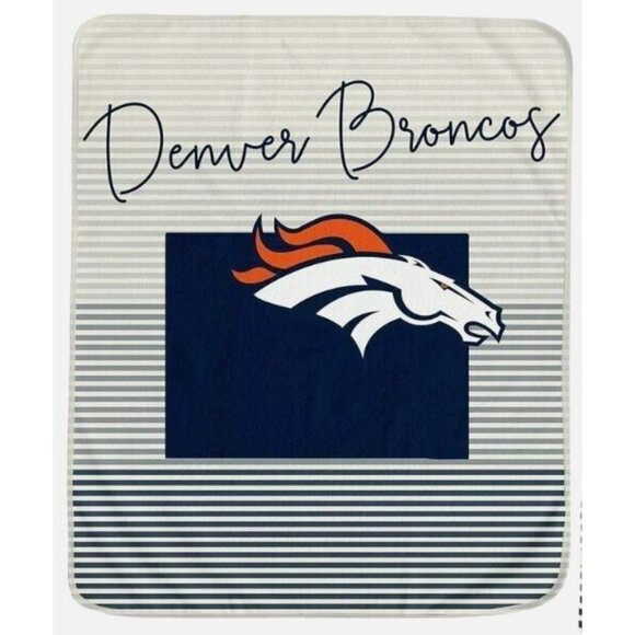 Denver Broncos State Stripe Ultra Larger Soft Plush Throw Blanket NFL Licensed - Picture 1 of 6